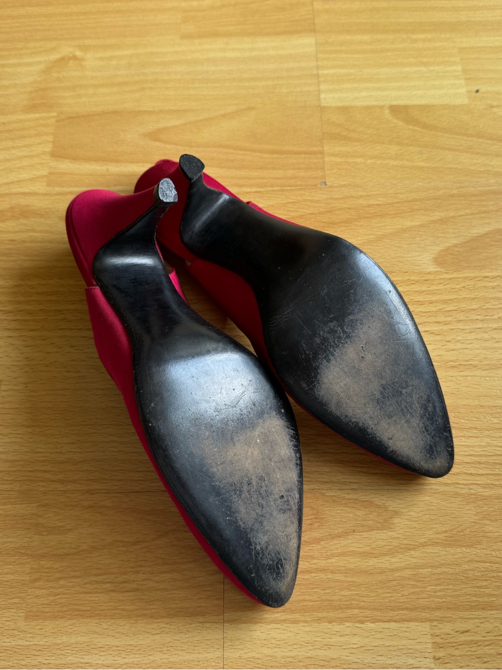 Vintage Silvias Costume pink satin slingback heels - Picture 5 of 5